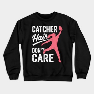 Catcher Hair Baseball Softball Girl Player Gift Crewneck Sweatshirt